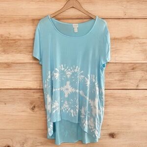 🤑 10/$100 Chico’s pale blue floral sequin flowy short sleeve tee T shirt 3/L